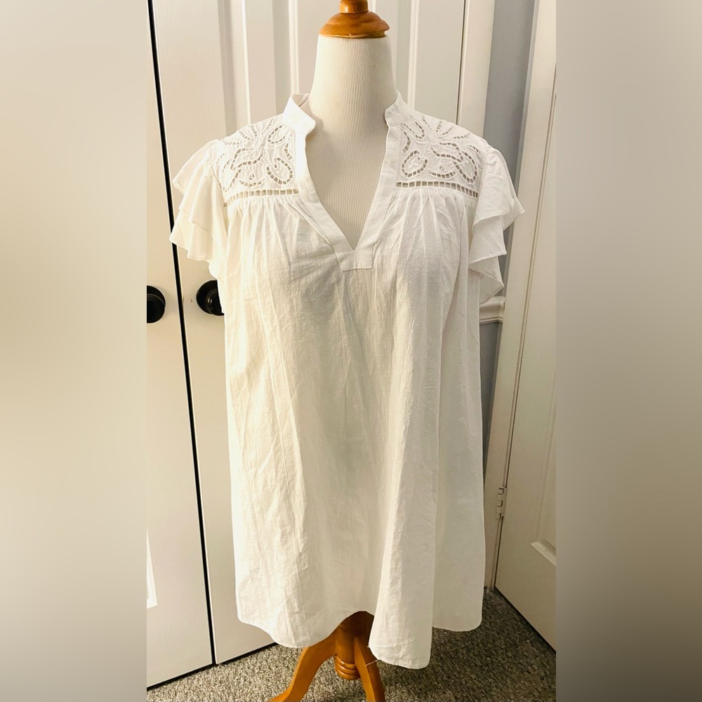 Elegant White Lace Trim Dress
